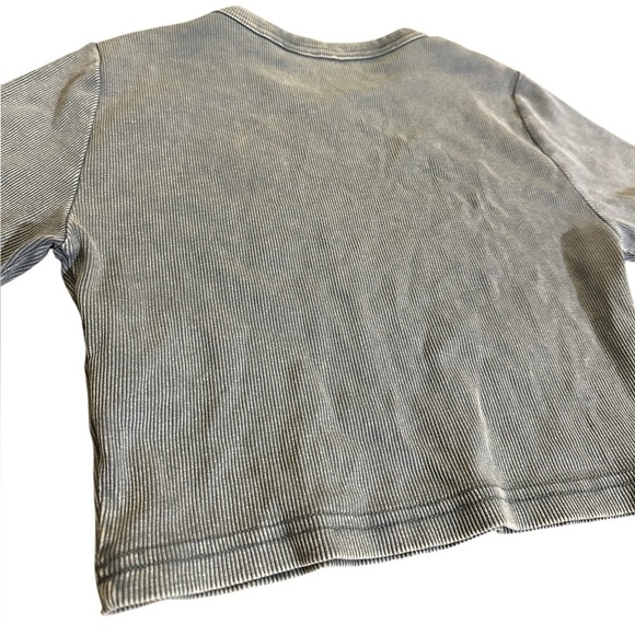 Zara Denim Blue Color Ribbed Crop Top Short Sleeve Top Size Medium - Picture 3 of 10